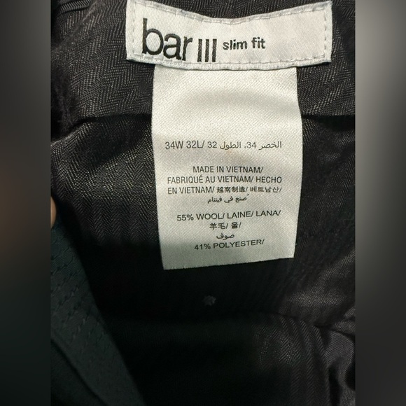 Bar III Men's Suit Pant Slim Fit Size 34W/32L (Wool Blend) - Picture 4 of 4